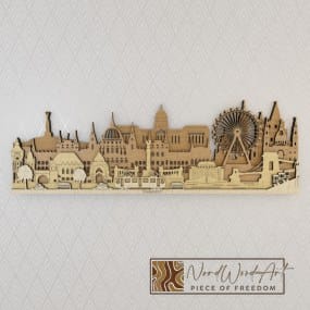 Budapest városkép - tölgy-világos_tölgy-mogyoró-natúr színben nordwoodart fa dísztárgy