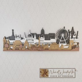 Budapest városkép - ében-fehér-világos_tölgy-dió színben nordwoodart fa dísztárgy