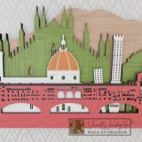 Olaszország panoráma - cappuchino_barna-világos_tölgy-natúr-fenyőzöld-piros színben nordwoodart fa dísztárgy