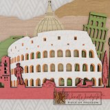 Olaszország panoráma - cappuchino_barna-világos_tölgy-natúr-fenyőzöld-piros színben nordwoodart fa dísztárgy