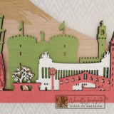 Olaszország panoráma - cappuchino_barna-világos_tölgy-natúr-fenyőzöld-piros színben nordwoodart fa dísztárgy