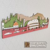 Olaszország panoráma - cappuchino_barna-világos_tölgy-natúr-fenyőzöld-piros színben nordwoodart fa dísztárgy