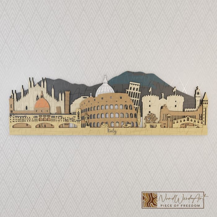 Olaszország panoráma nordwoodart fa dísztárgy