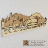 Olaszország panoráma - tölgy-világos_tölgy-mogyoró-natúr színben nordwoodart fa dísztárgy