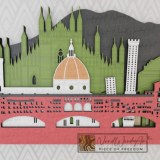 Olaszország panoráma - ében-kékeszöld-natúr-fenyőzöld-fehér-piros színben nordwoodart fa dísztárgy