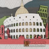 Olaszország panoráma - ében-kékeszöld-natúr-fenyőzöld-fehér-piros színben nordwoodart fa dísztárgy