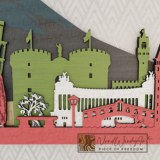 Olaszország panoráma - ében-kékeszöld-natúr-fenyőzöld-fehér-piros színben nordwoodart fa dísztárgy