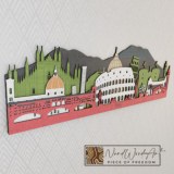 Olaszország panoráma - ében-kékeszöld-natúr-fenyőzöld-fehér-piros színben nordwoodart fa dísztárgy