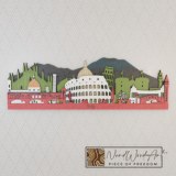 Olaszország panoráma - ében-kékeszöld-natúr-fenyőzöld-fehér-piros színben nordwoodart fa dísztárgy