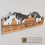 Olaszország panoráma - ében-kékeszöld-natúr-mahagóni-világos_teak színben nordwoodart fa dísztárgy