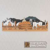 Olaszország panoráma - ében-kékeszöld-natúr-mahagóni-világos_teak színben nordwoodart fa dísztárgy