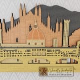 Olaszország panoráma - ében-kékeszöld-világos_teak-mogyoró-kőris színben nordwoodart fa dísztárgy