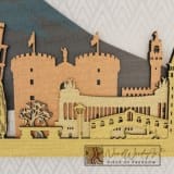 Olaszország panoráma - ében-kékeszöld-világos_teak-mogyoró-kőris színben nordwoodart fa dísztárgy