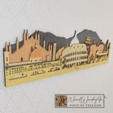 Olaszország panoráma - ében-kékeszöld-világos_teak-mogyoró-kőris színben nordwoodart fa dísztárgy