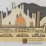 Olaszország panoráma - ében-kékeszöld-világos_tölgy-natúr színben nordwoodart fa dísztárgy