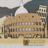 Olaszország panoráma - ében-kékeszöld-világos_tölgy-natúr színben nordwoodart fa dísztárgy