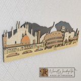 Olaszország panoráma - ében-kékeszöld-világos_tölgy-natúr színben nordwoodart fa dísztárgy