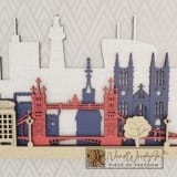 London városkép - fehér-királykék-piros-natúr színben nordwoodart fa dísztárgy