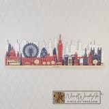 London városkép - fehér-királykék-piros-natúr színben nordwoodart fa dísztárgy