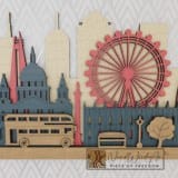 London városkép - natúr-piros-kékeszöld-világos_tölgy színben nordwoodart fa dísztárgy