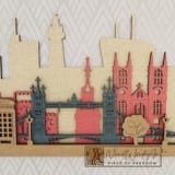 London városkép - natúr-piros-kékeszöld-világos_tölgy színben nordwoodart fa dísztárgy