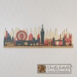 London városkép - natúr-piros-kékeszöld-világos_tölgy színben nordwoodart fa dísztárgy