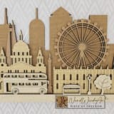 London városkép - tölgy-világos_tölgy-mogyoró-natúr színben nordwoodart fa dísztárgy