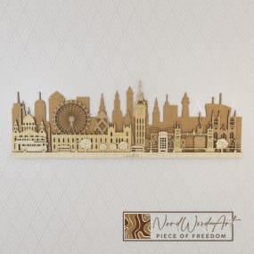 London városkép - tölgy-világos_tölgy-mogyoró-natúr színben nordwoodart fa dísztárgy