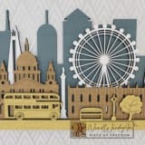 London városkép - búzakék-fehér-tölgy-kőris színben nordwoodart fa dísztárgy