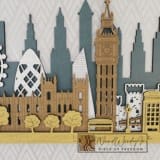 London városkép - búzakék-fehér-tölgy-kőris színben nordwoodart fa dísztárgy