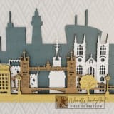 London városkép - búzakék-fehér-tölgy-kőris színben nordwoodart fa dísztárgy