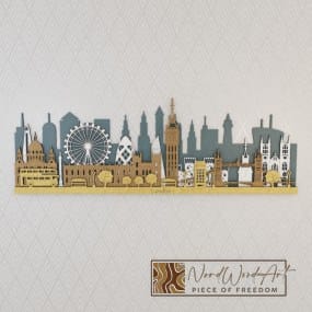 London városkép - búzakék-fehér-tölgy-kőris színben nordwoodart fa dísztárgy