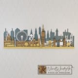 London városkép - búzakék-fehér-tölgy-kőris színben nordwoodart fa dísztárgy