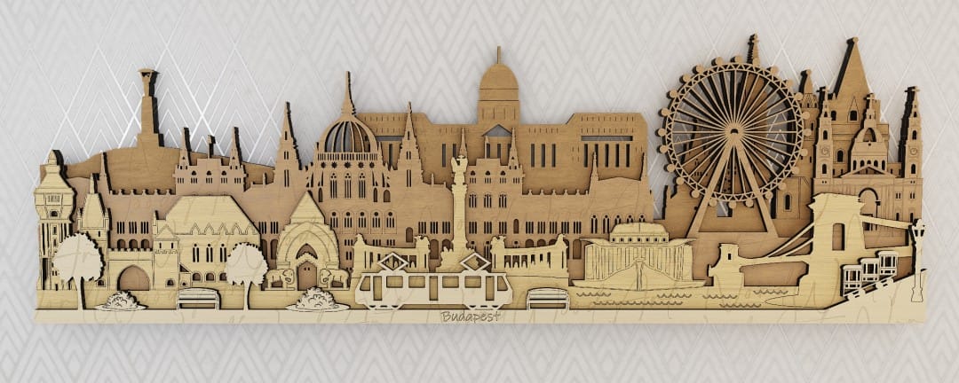 Budapest városkép nordwoodart fa dísztárgy